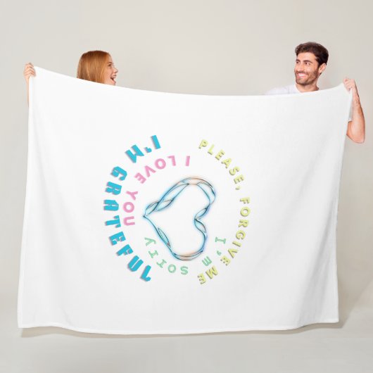 ホオポノポノヒーリングマントラ – ライトブルースピリチュアル フリースブランケット (インサイチュ)