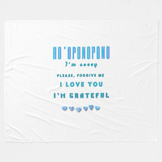 ホオポノポノヒーリングマントラ – ライトブルースピリチュアル フリースブランケット (正面(横))