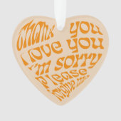 ホオポノポンハート型文字オレンジ オーナメント (正面)