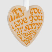 ホオポノポンハート型文字オレンジ オーナメント (正面)