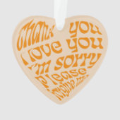 ホオポノポンハート型文字オレンジ オーナメント (裏面)