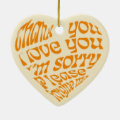 ホオポノポンハート型文字オレンジ セラミックオーナメント (裏面)