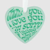 ホオポノポンハート型文字グリーン オーナメント (裏面)