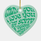 ホオポノポンハート型文字グリーン セラミックオーナメント (裏面)