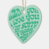 ホオポノポンハート型文字グリーン セラミックオーナメント (左)