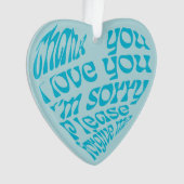 ホオポノポンハート型文字ターコイズ オーナメント (正面)