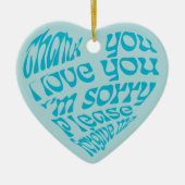 ホオポノポンハート型文字ターコイズ セラミックオーナメント (正面)