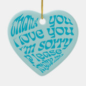 ホオポノポンハート型文字ターコイズ セラミックオーナメント (裏面)