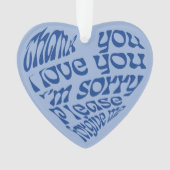 ホオポノポンハート型文字ブルー オーナメント (正面)