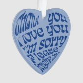 ホオポノポンハート型文字ブルー オーナメント (正面)