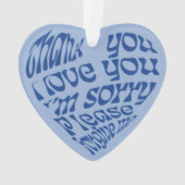 ホオポノポンハート型文字ブルー オーナメント (裏面)