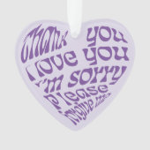 ホオポノポンハート型文字紫 オーナメント (正面)