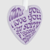 ホオポノポンハート型文字紫 オーナメント (正面)