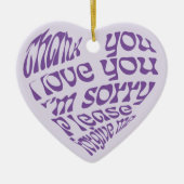 ホオポノポンハート型文字紫 セラミックオーナメント (正面)