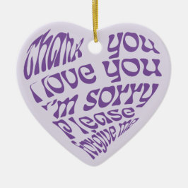 ホオポノポンハート型文字紫 セラミックオーナメント