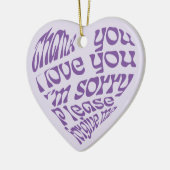 ホオポノポンハート型文字紫 セラミックオーナメント (左)