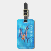 ホオマウハワイアンドルフィンコラ初期のージュ ラゲッジタグ (正面縦)