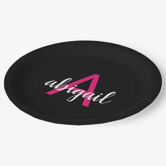 ホカスタマイズットピンクブラックモノスタイリッシュグラム名 ペーパープレート (アングル)