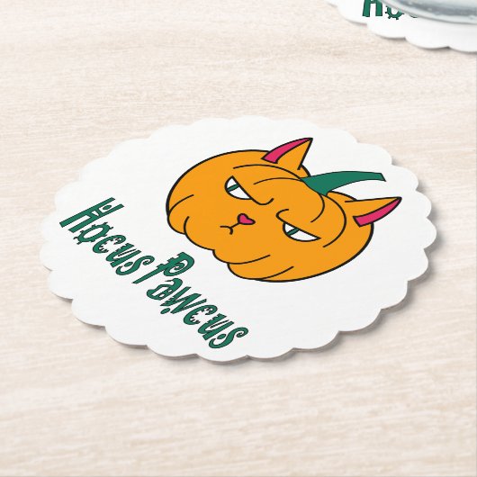 ホカスパウカスハロウィンパンプキンジンジャー猫魔法 ペーパーコースター (アングル)