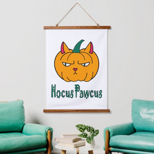 ホカスパウカスハロウィンパンプキンジンジャー猫魔法 吊り下げ型タペストリー (リビング)