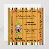 ホカスポカスウィッチ誕生日（オレンジ） 招待状 (正面/裏面)