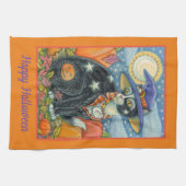 ホカスポカスブラックキャットウィッチハロウィーン キッチンタオル (横)