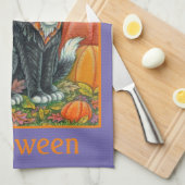 ホカスポカスブラックキャットウィッチ&マウスハロウィーン キッチンタオル (四つ折り)