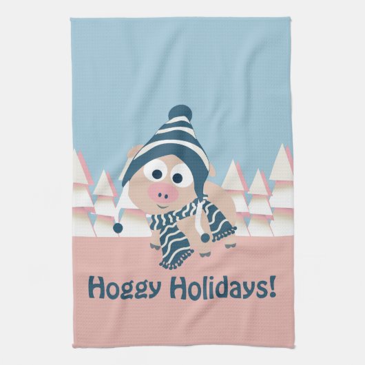 ホギーの休日！冬の豚 キッチンタオル (縦)