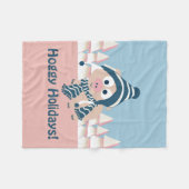 ホギーの休日！冬の豚 フリースブランケット (正面(横))