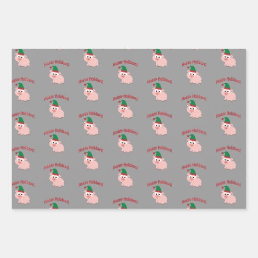 ホギー休日！小妖精や小人豚 ラッピングペーパーシート (正面)