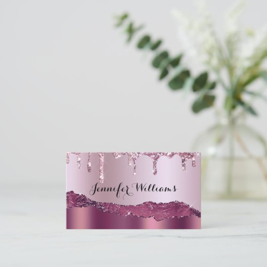 ホクエレガントトラピチグリッタードリップスアゲートマーブル 名刺 (スタンド正面)