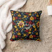 ホクロカラフルマ花模様加飾 クッション (ブランケット)