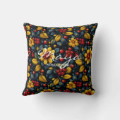 ホクロカラフルマ花模様加飾 クッション (裏面)