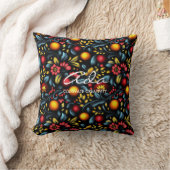 ホクロ芸術的マ花柄パーソナライズされた クッション (ブランケット)