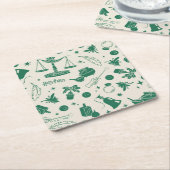 ホグワーツ™クラスクラブパターン スクエアペーパーコースター (アングル)