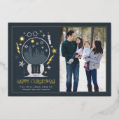 ホグワーツ™スノーグローブ |クリスマスおめでとう 箔招待状 (正面)