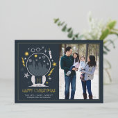 ホグワーツ™スノーグローブ |クリスマスおめでとう 箔招待状 (立ち正面)