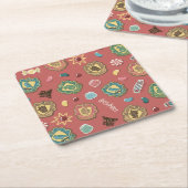 ホグワーツ™ハウスホリデークッキーパターン スクエアペーパーコースター (アングル)