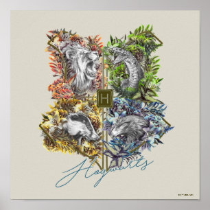 ホグワーツ™ バッジ 花柄 グラフィック ポスター