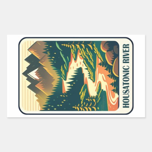 ホサトニック川コネチカットの色 長方形シール (正面)