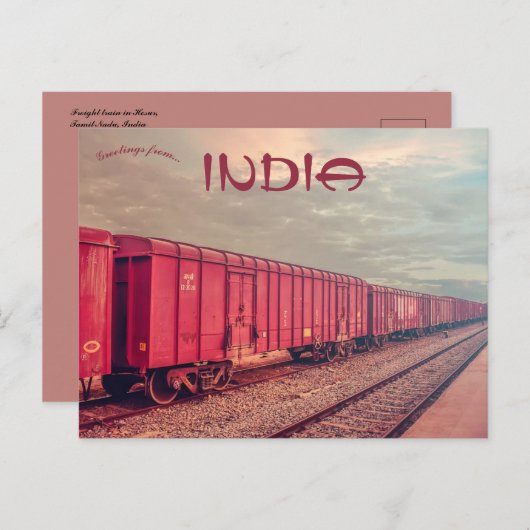 ホシュルタミルナードゥインドの貨物列車 ポストカード (正面/裏面)
