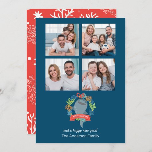 ホジおもしろいラザメの写真クリスマス シーズンカード (正面/裏面)