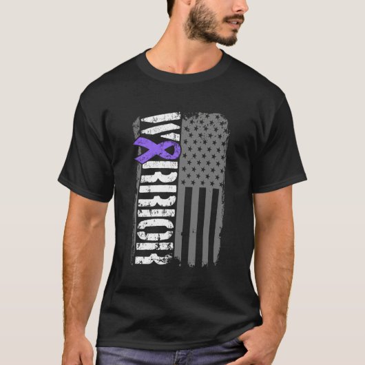 ホジキンズリンパ腫戦士アメリカ国旗 Tシャツ (正面)