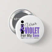 ホジキンズリンパ腫I衣服バイオレットリボンソン 缶バッジ (正面&裏面)