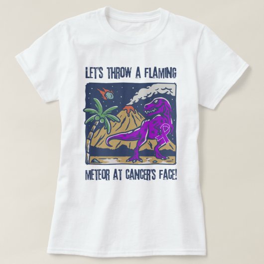 ホジキンリンパ腫に炎の隕石を投げるおもしろい Tシャツ (デザイン正面)