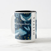 ホジールサーフコズミックウェーブブルーコンステレーションデザイン ツートーンマグカップ (正面左)