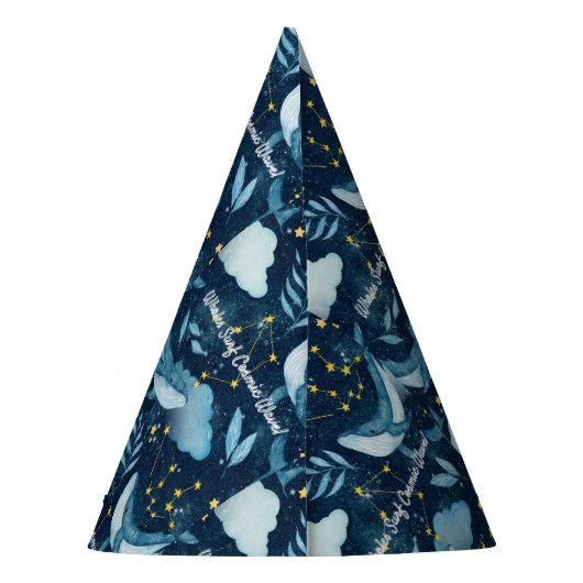 ホジールサーフコズミックウェーブブルーコンステレーションデザイン パーティーハット (裏面)