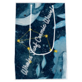 ホジールサーフコズミックウェーブブルーコンステレーションデザイン ミディアムペーパーバッグ (裏面)