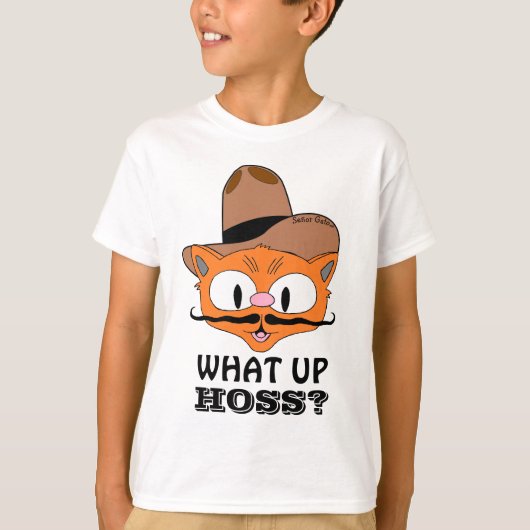 ホスってなに？（どうした？）ヒゲ猫 Tシャツ (正面)