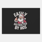 ホスのクリスマスのパーティーに容易おもしろいに気を取られる ラッピングペーパーシート (正面)